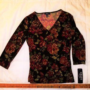 NWT CHAPS FLORAL WRAP BLOUSE SIZE M